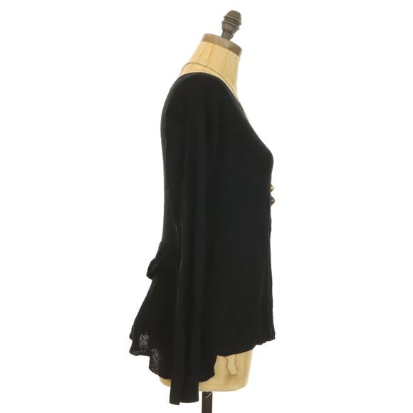 Chelsea28 Nordstrom Sweater Top Size XS Ruffle Back Black Lightweight EUC B1 - Picture 2 of 3